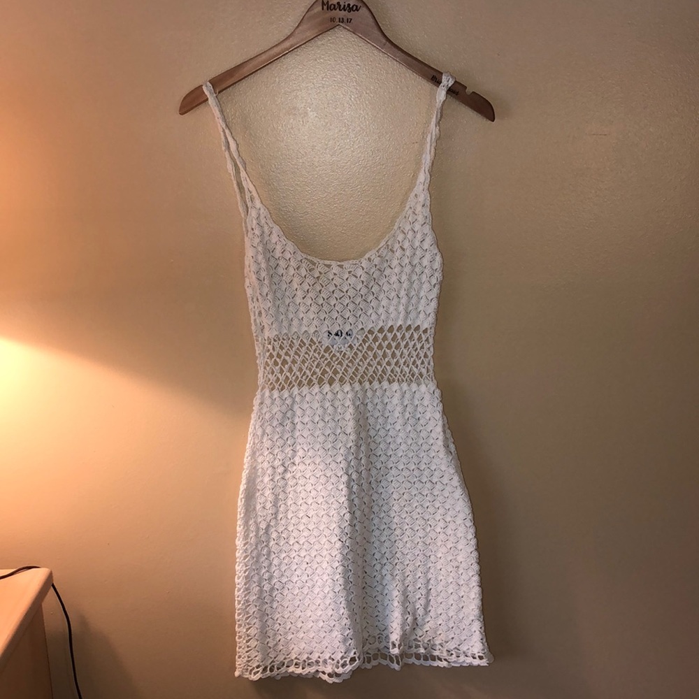 Crocheted white dress/cover-up